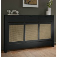Vale Designs Rattan and Black Radiator Cover - Large with Drawers 1500mm
