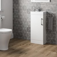 Artis Breeze White Gloss Freestanding Cloakroom Vanity Unit with Basin 400mm & Dakota Tap & Waste