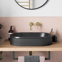 Affine Fluted Countertop Basin Matt Black - 573 x 358mm