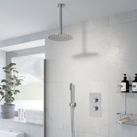 Architeckt Round Thermostatic Mixer Shower - Concealed with Ceiling Fixed Head & Handset