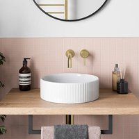 Affine Fluted Countertop Basin Gloss White - 360 x 360mm