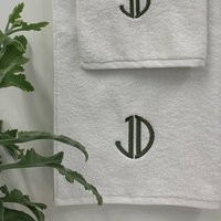 Circle Monogram Bath Towel, White