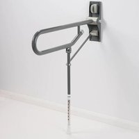 AKW Mid Grey Fold Up Toilet Support Grab Rail with Adjustable Leg - 01830MG
