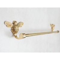 Brass Bee Bathroom Towel Rail With Bee Brass, Gold