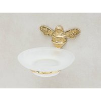Brass Bee Soap Dish With Bee, Clear/Gold