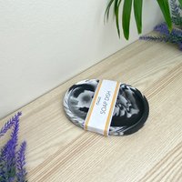 Black Marbled Draining Soap Dish, Black/Grey/White