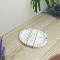 White Terrazzo Draining Soap Dish, Black/White