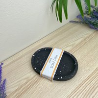 Black Terrazzo Draining Soap Dish, Black/White