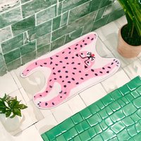 Vibrant Colour Pop Pink Leopard Bath Mat, Black/Pink/White