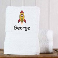 Children's Personalised Rocket Bath Towel, Multiple Choices Available