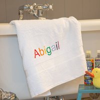 Children's Rainbow Text Personalised Bath Towel, Multiple Choices Available