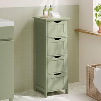 White Slim Storage Cabinet With Four Drawers, White