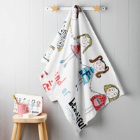 Children's Personalised Girls Swimming Towel, Multi-Coloured/White