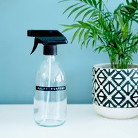 Clear Trigger Spray Bottle With Stamped Label, Clear