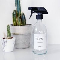 Clear Glass Spray Bottle With Personalised Label, Clear