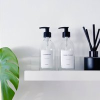 Clear Glass Bottle With Personalised Minimalist Label, Clear