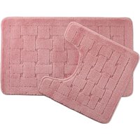 Orkney Blush Pink Crosshatch 2 Piece Bath Mat Set