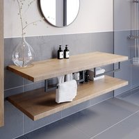 Vitusso Garda Wood Wall Hung Double Countertop Basin Shelves - 1100mm