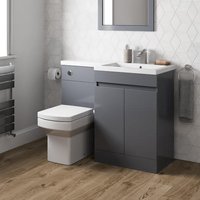 Artis Centro Basin Vanity Unit & Royan Toilet Combination - 1100mm Grey Gloss Right Hand