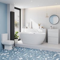Affine Amelie Bathroom Suite with Montbel Freestanding Bath, Toilet & Vanity Unit - 1500mm