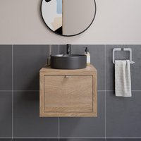 Vitusso Garda Wood Wall Hung Countertop Vanity Unit with Lyon Black Basin - 500mm