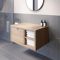 Vitusso Garda Wood Wall Hung Countertop Vanity Unit without Basin - 800mm - RH Shelves