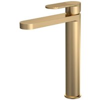 Aquari Contour Brushed Brass High Rise Fluted Basin Mixer Tap