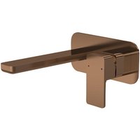 Aquari Quadro Brushed Bronze Basin Wall Mounted Mixer Tap with Plate