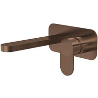 Aquari Contour Brushed Bronze Wall Mounted Fluted Basin Mixer Tap with Plate