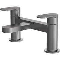 Aquari Contour Brushed Pewter Fluted Bath Mixer Tap