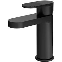 Aquari Contour Matt Black Fluted Basin Mixer Tap with Waste