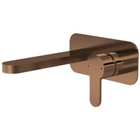 Aquari Curvo Brushed Bronze Basin Wall Mounted Mixer Tap with Plate