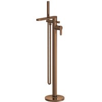 Aquari Curvo Brushed Bronze Freestanding Bath Shower Mixer Tap with Kit