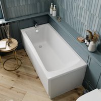 Affine Single Ended Wide Square Bath with Side and End Panel 1600 x 700mm
