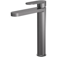 Aquari Contour Brushed Pewter High Rise Fluted Basin Mixer Tap