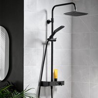 Triton Push Button Dual Head Thermostatic Bar Mixer Shower Black SWPBDIVBLK