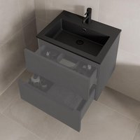Affine Recessed Stone Resin Bathroom Basin 600mm – Matt Black