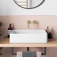 Affine Fluted Countertop Basin Gloss White - 503 x 365mm