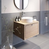 Vitusso Garda Wood Wall Hung Countertop Vanity Unit with Lyon White Basin - 600mm
