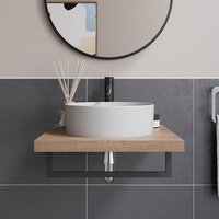 Vitusso Garda Wood Wall Hung Countertop Basin Shelf & Lyon White Basin - 500mm