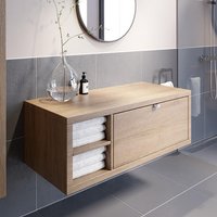 Vitusso Garda Wood Wall Hung Countertop Vanity Unit without Basin - 1100mm - LH Shelves