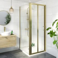 Luxura Bifold Shower Enclosure 900 x 700mm - 6mm Brushed Brass