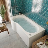 Vitura P Shape Whirlpool Shower Bath 8 Jets - 1700 x 850mm Left Hand