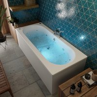 Vitura Curved Whirlpool Bath with 14 Jets & LED Lights - Double Ended 1700 x 750mm