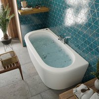 Vitura Back To Wall Whirlpool Bath with 6 Jets, 12 Airspa Jets & Panel - 1700 x 800mm
