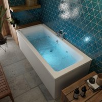 Vitura Square Whirlpool Bath with 14 Jets & LED Lights - Double Ended 1700 x 750mm