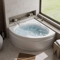 Vitura Corner Whirlpool Bath with 14 Jets & 12 Airspa Jets - 1350 x 1350mm