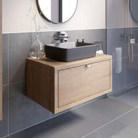 Vitusso Garda Wood Wall Hung Countertop Vanity Unit with Croix Black Basin - 800mm