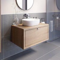 Vitusso Garda Wood Wall Hung Countertop Vanity Unit with St Tropez White Basin - 800mm