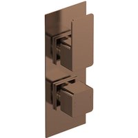Aquari Quadro Concealed Thermostatic Shower Valve - Bronze, Twin Outlet